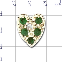 N304 14K 5 ROUND EMERALD 1 DIAMOND SLIDE 